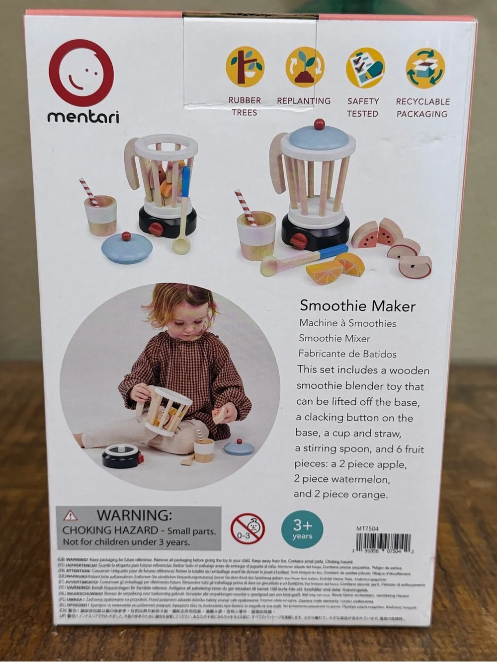 Mentari Kids Smoothie Maker Toy, Natural Wooden Playset, new!